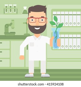 Laboratory assistant with test tube.
