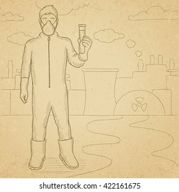Laboratory assistant with test tube.