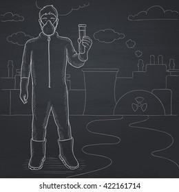 Laboratory assistant with test tube.