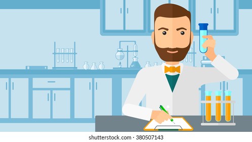 Laboratory assistant working. 