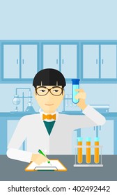 Laboratory assistant working.
