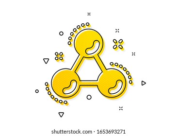 Laboratory atom sign. Chemistry molecule icon. Analysis symbol. Yellow circles pattern. Classic chemistry molecule icon. Geometric elements. Vector