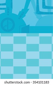 Laboratory Background Light Blue Floor and Machines Cartoon Vector