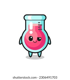laboratory beaker cartoon with an arrogant expression , cute style design for t shirt, sticker, logo element