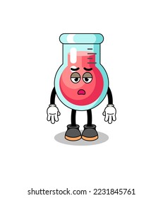 laboratory beaker cartoon with fatigue gesture , character design
