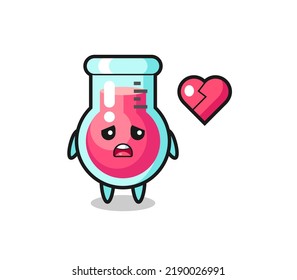 laboratory beaker cartoon illustration is broken heart , cute style design for t shirt, sticker, logo element