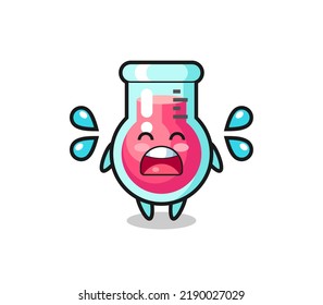 laboratory beaker cartoon illustration with crying gesture , cute style design for t shirt, sticker, logo element