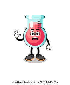 laboratory beaker cartoon illustration doing stop hand , character design