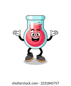 laboratory beaker cartoon searching with happy gesture , character design