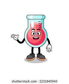 laboratory beaker cartoon with welcome pose , character design
