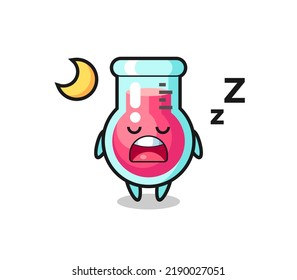laboratory beaker character illustration sleeping at night , cute style design for t shirt, sticker, logo element