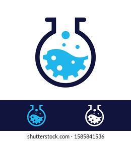 Laboratory Beaker with Circular Blue Wave Design Logo Concept