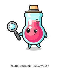 el personaje de detective de laboratorio está analizando un caso, diseño de estilo lindo para camiseta, pegatina, elemento logotipo