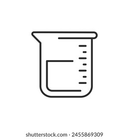 Icono de vaso de laboratorio que indica la medición para experimentos científicos y químicos. Ideal para representar precisión y análisis en diseños educativos y relacionados con la investigación. Ilustración vectorial.