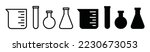 Laboratory beaker icon set. Сhemistry and biology symbol in flat and outline style. Chemical test tube icon. Laboratory glassware or beaker equipment tools. Сhemical experiment in flask vector 