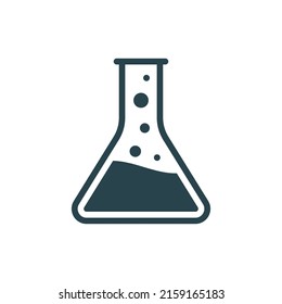 Laboratory beaker icon test tube. Chemistry experimental logo lab bubble vector icon.