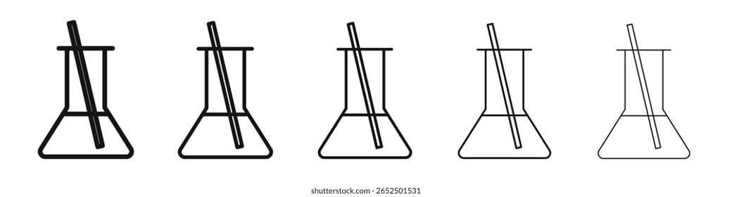 Icono de vaso de laboratorio Vector esquema conjunto ilustración signo