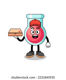 laboratory beaker illustration as a pizza deliveryman , character design