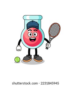 laboratory beaker illustration as a tennis player , character design