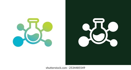 Logotipo del vaso de precipitados de laboratorio. Logo del frasco de laboratorio.