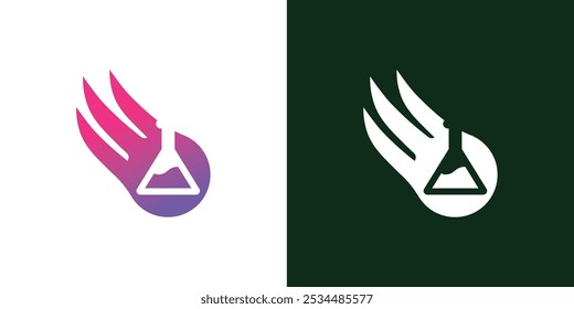 Laboratory beaker logo. Lab flask logo.