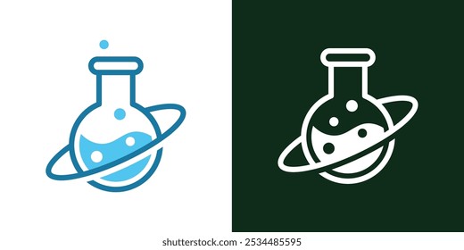 Laboratory beaker logo. Lab flask logo.