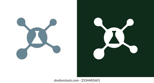 Laboratory beaker logo. Lab flask logo.