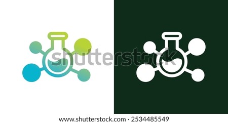 Laboratory beaker logo. Lab flask logo.