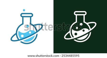 Laboratory beaker logo. Lab flask logo.