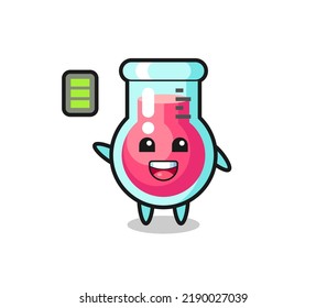 laboratory beaker mascot character with energetic gesture , cute style design for t shirt, sticker, logo element