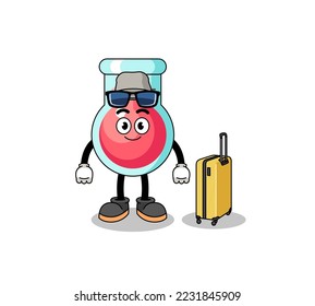 laboratory beaker mascot doing vacation , character design