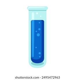 Laboratory beaker, test tube or flask. Science and medicine. Cartoon flat illustration