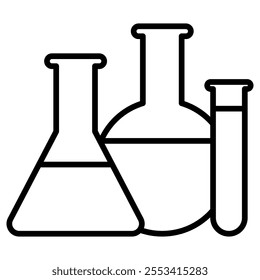 Laboratory beakers icon. Beakers outline icon vector.