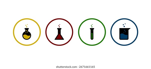 Vasos de laboratorio icono Vector. Concepto de experimento químico en concepto de estilo plano.