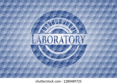 Laboratory blue polygonal emblem.