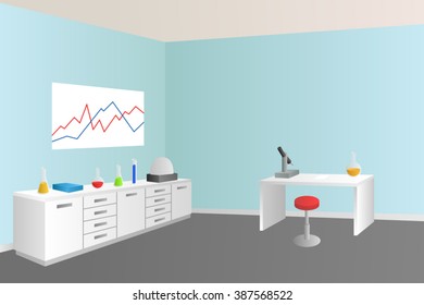Laboratory blue room interior illustration vector