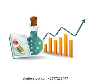 Laboratory bottle experiment analysis concept illustration
