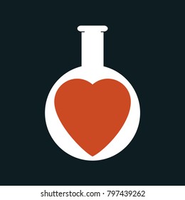 Laboratory bottle with heart inside.