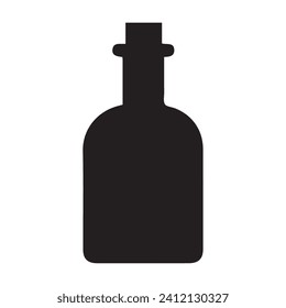 Icono De Botella De Laboratorio. Estilo plano negro sobre fondo blanco.