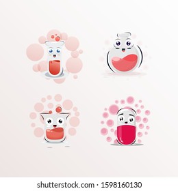 laboratory bottle mascot expressions design vector