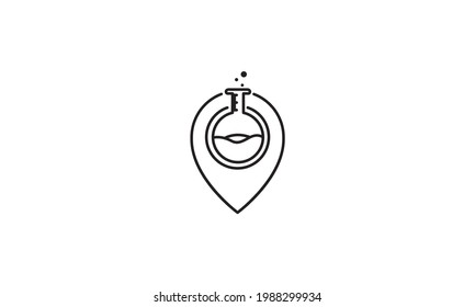 laboratory bottle with pin map location logo symbol vector icon illustration graphic design