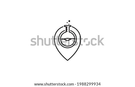 laboratory bottle with pin map location logo symbol vector icon illustration graphic design