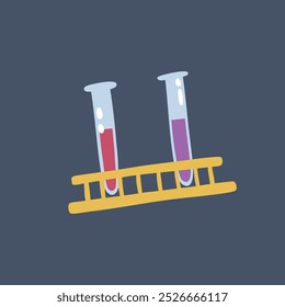 laboratory bottle with rack in flat vector design.