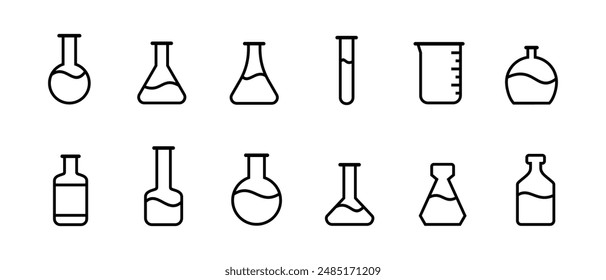 diseño del conjunto de botellas de laboratorio, estilo simple, varios tipos de vasos, Vector editable eps 10.