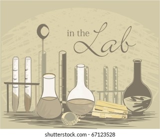 laboratory bottles - vector illustration
