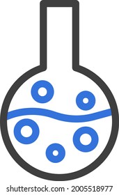 Frasco de burbuja de laboratorio, ilustración, vector sobre fondo blanco.
