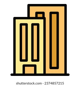 Laboratory building icon outline vector. Modern city. Store centre color flat