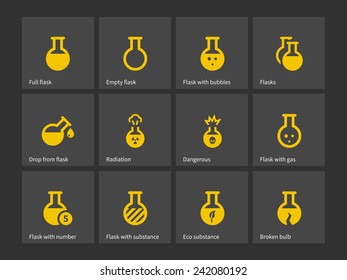 Laboratory bulb and flask icons. Vector illustration.