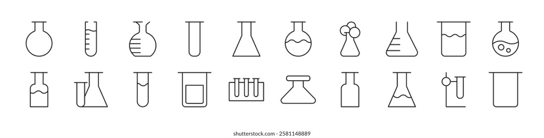Laboratory Bulbs Collection of Thin Icons. Editable Stroke. Suitable for Web Sites, Books, Cards, Apps