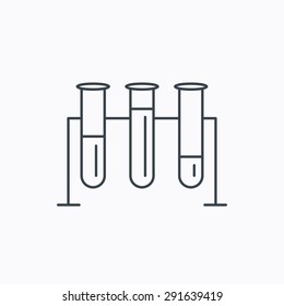 Laboratory bulbs icon. Chemistry analysis sign. Science or pharmaceutical symbol. Linear outline icon on white background. Vector